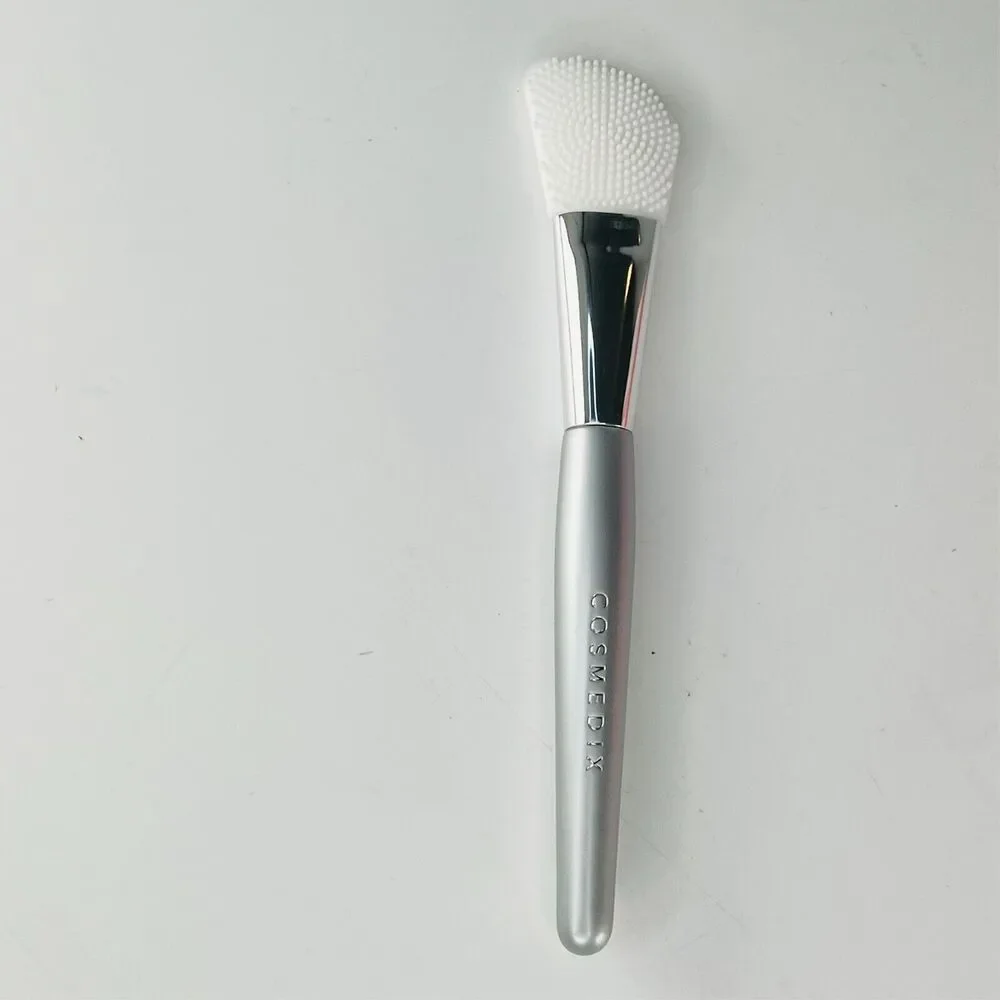 Cosmedix Cleansing + Silicone Mask Applicator 2pc Brush Set Silver White NIB